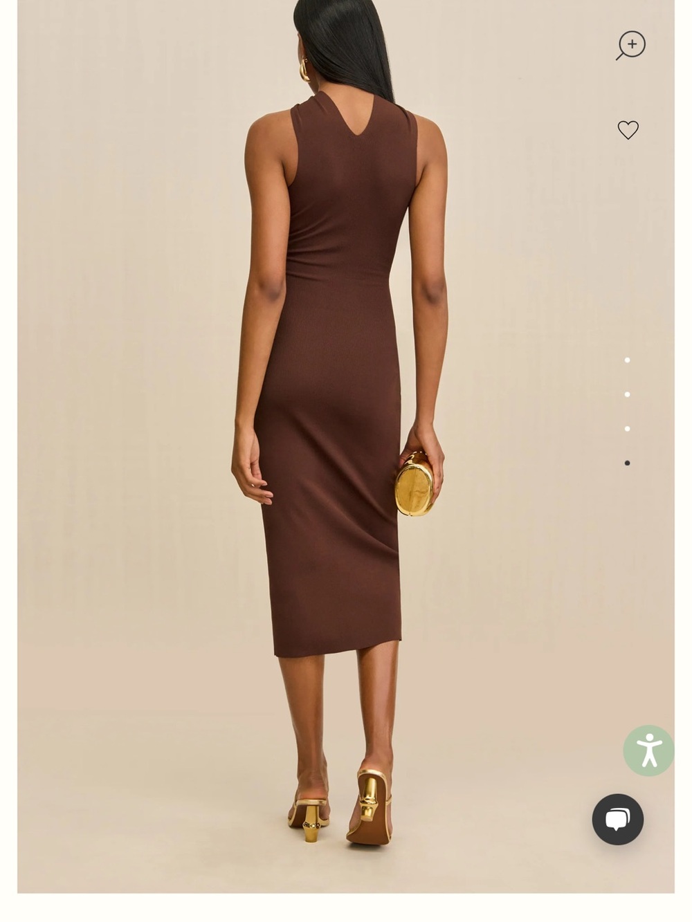 cult gaia Strapless Cutout Midi Dress in Chocolate Brown with Gold Accents - Picture 4 of 4